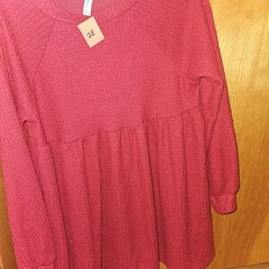 Chic Red Short Sleeve Women's Top